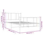 vidaXL Cadre de lit métal avec tête de lit/pied de lit blanc 75x190 cm