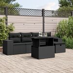 vidaXL Salon de jardin 6 Pièces avec coussins noir résine tressée