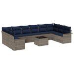vidaXL Ensemble de canapé de jardin avec coussin 11 Pièces Gris polyrotin