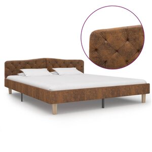 vidaXL Cadre de lit Marron Similicuir daim 180x200 cm