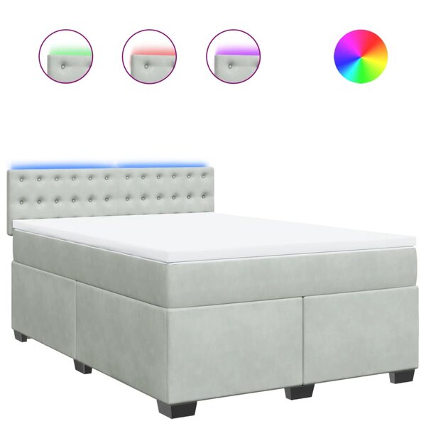 vidaXL Sommier à lattes de lit et matelas Gris clair 160x200cm Velours