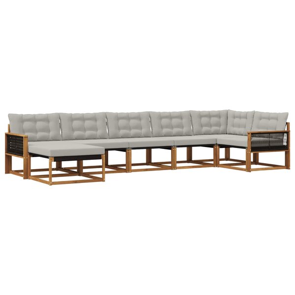 vidaXL Ensemble de canapés d'extérieur 7 pc Naturel et gris clair