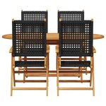 Ensemble de jardin 5 pièces vidaXL Noir en bois d'acacia et résine tressée