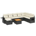 vidaXL Salon de jardin 9 Pièces avec coussins noir résine tressée