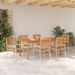 vidaXL Ensemble de salle à manger pour jardin 7 Pièces Beige