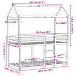 vidaXL Lit superposé avec toit blanc 75x190 cm bois massif de pin