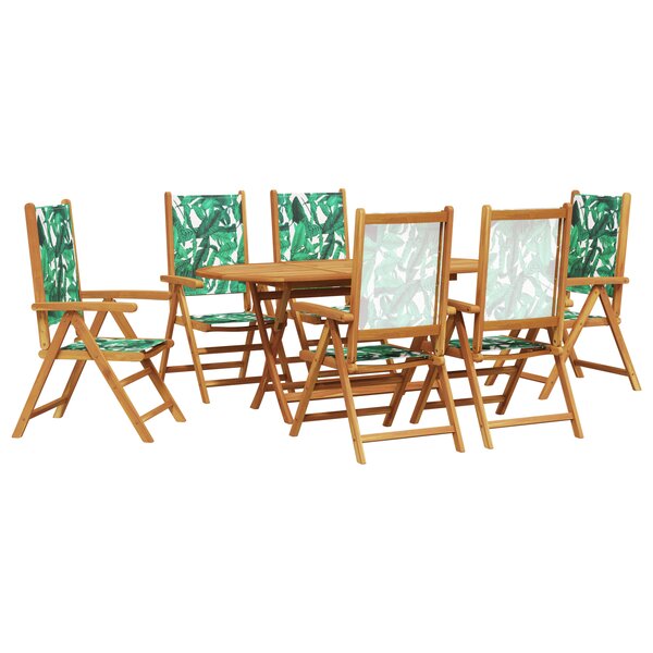 vidaXL Ensemble de salle à manger de jardin 7 pièces motif de feuille en bois d'acacia
