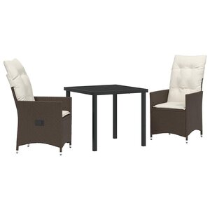 vidaXL Ensemble de salle à manger pour jardin 3 Pièces Marron Poly rotin