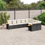 vidaXL Salon de jardin 9 Pièces avec coussins noir résine tressée