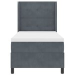 Lit à ressorts vidaXL avec matelas gris foncé 80x200 cm en velours