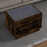 vidaXL Table basse avec LED infini chêne fumé 70x50x50 cm