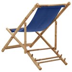 vidaXL Chaise de terrasse Bambou et toile Bleu marine