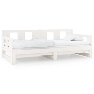 vidaXL Lit coulissant sans matelas blanc bois de pin solide