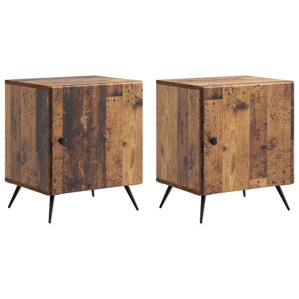 vidaXL Cabinet de chevet 2 Pièces Bois ancien 43 x 34 5 x 50 cm