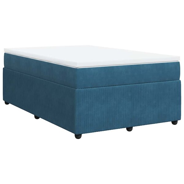 vidaXL Sommier à lattes de lit et matelas Bleu foncé 120x200cm Velours