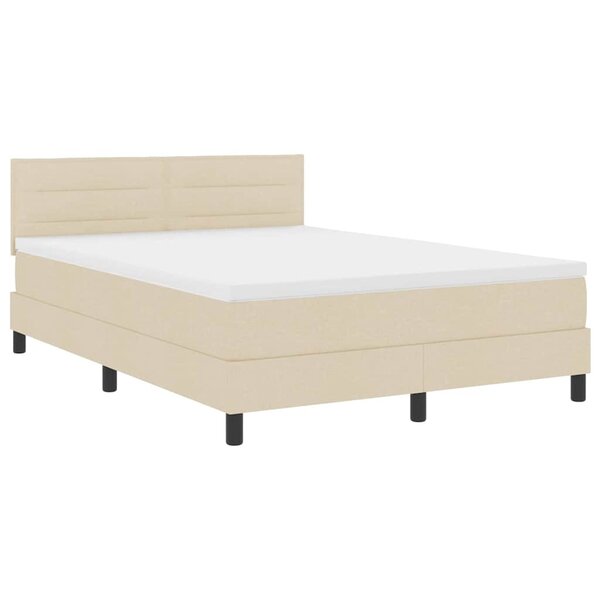 vidaXL Lit à ressorts avec matelas avec LED Crème 160 x 200 cm tissu