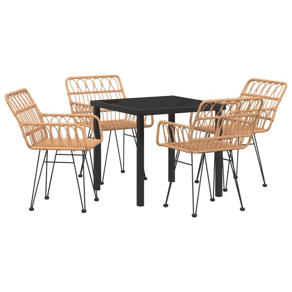 vidaXL Ensemble de jardin 5 pièces en poly rotin marron