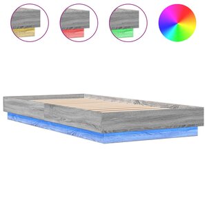 vidaXL Cadre de lit avec lumières LED sonoma gris 90x200 cm