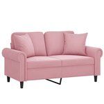vidaXL Canapé 2 places avec oreillers décoratifs rose 120 cm velours