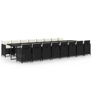 vidaXL Ensemble à manger de jardin 17 Pièces coussins noir résine tressée