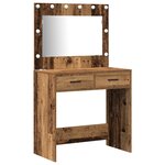 vidaXL Ensemble de coiffeuse 3 pièces avec LED en bois ancien en bois d'ingénierie