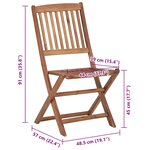 vidaXL Chaises pliables d'extérieur et coussins lot de 8 Bois d'acacia