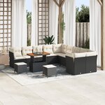 Ensemble de 13 pièces de canapé de jardin avec coussins Noir Rattan synthétique Acacia