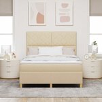 vidaXL Lit à ressorts avec matelas Crème 160 x 200 cm tissu