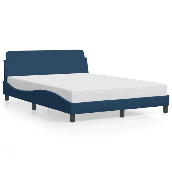 vidaXL Cadre de lit avec tête de lit sans matelas bleu 140x190cm tissu