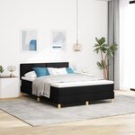 vidaXL Lit à ressort avec matelas noir 160x200 cm tissu