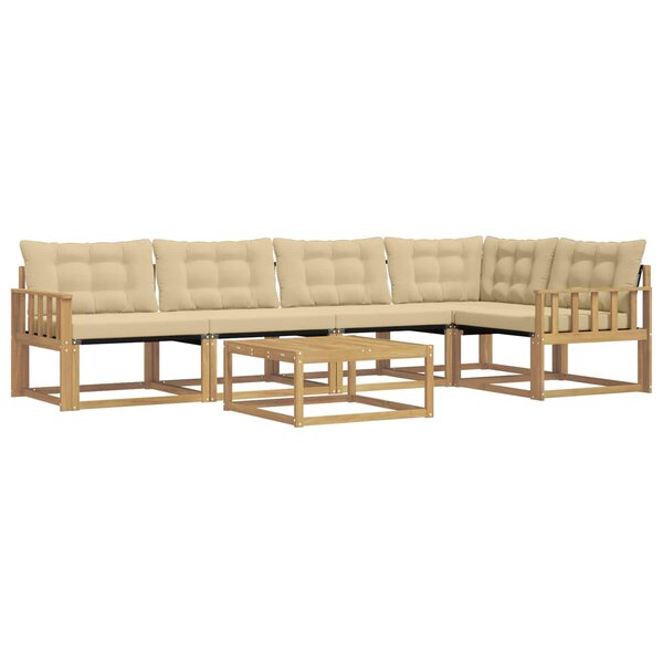 vidaXL Ensemble de canapés d'extérieur 6 pc Blanc et Beige