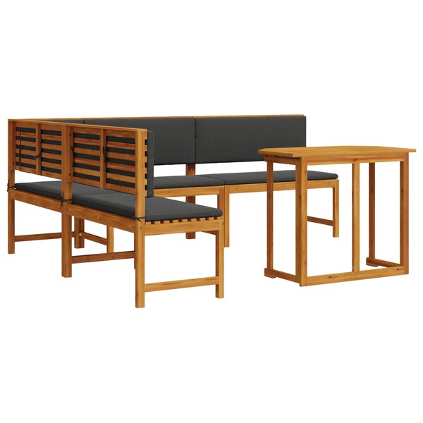 Ensemble de jardin 4 pièces avec coussins en acacia