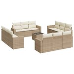 vidaXL Salon de jardin avec coussins 13 Pièces beige résine tressée