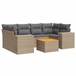 vidaXL Salon de jardin avec coussins 7 Pièces beige résine tressée