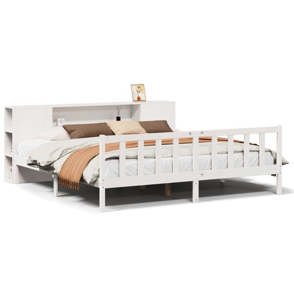 vidaXL Lit bibliothèque sans matelas blanc 180x200 cm bois pin massif