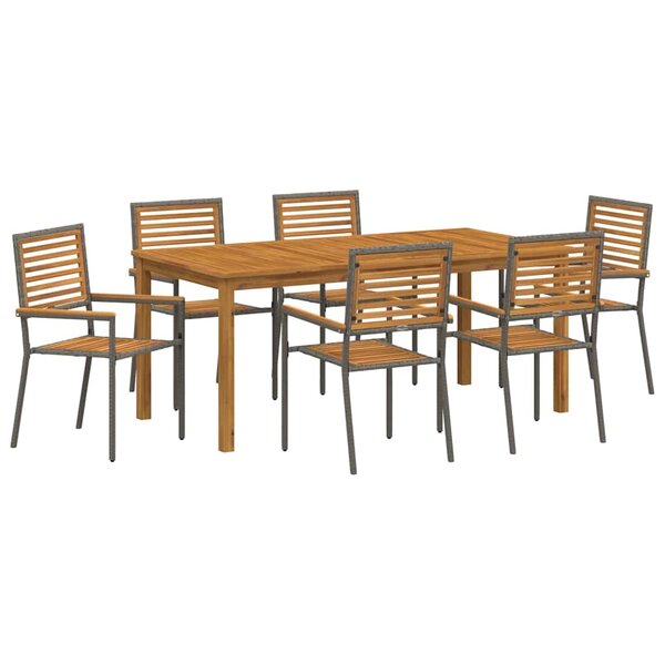 vidaXL Ensemble de salle à manger pour jardin 7 Pièces Gris