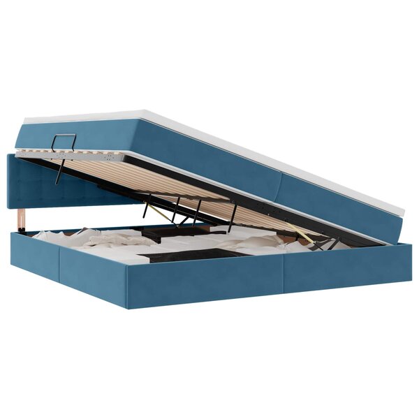 vidaXL Lit de rangement LED avec matelas Bleu foncé 200 x 200 cm