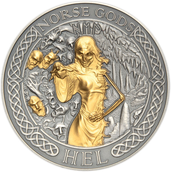 Pièce de monnaie en Argent 1 Dollar g 62.2 (2 oz) Millésime 2023 Norse Gods Plating HEL