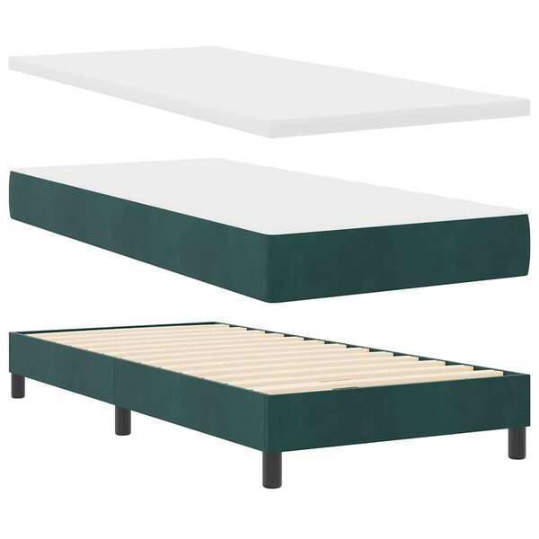 Lit box spring vidaXL avec matelas velours vert foncé 90x190 cm