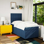 vidaXL Sommier à lattes de lit avec matelas Bleu 90x190 cm Tissu