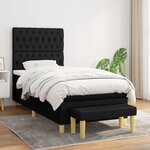 vidaXL Sommier à lattes de lit avec matelas Noir 90x200 cm Tissu
