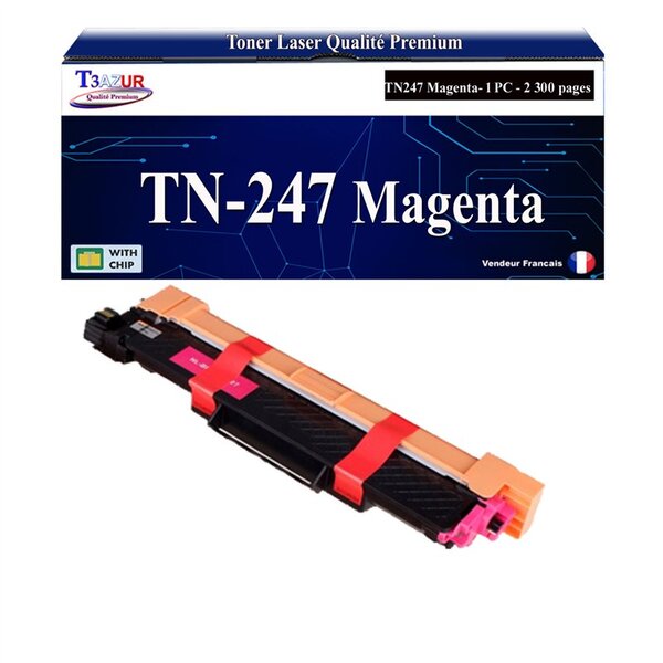 T3AZUR - Toner compatible avec Brother TN247 Magenta  pour Brother HL-L3270CDW  HL-L3280CDW Noire - 3 000 pages - T3AZUR