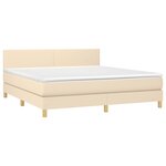 vidaXL Sommier à lattes de lit avec matelas Crème 180x200 cm Tissu