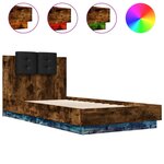 vidaXL Cadre de lit avec LED sans matelas chêne fumé 75x190 cm