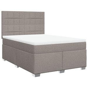 vidaXL Sommier à lattes de lit avec matelas Taupe 140x200 cm Tissu