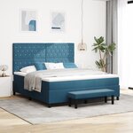 vidaXL Lit Box Spring avec Matelas & Banc Bleu Foncé 180x200 cm Velours