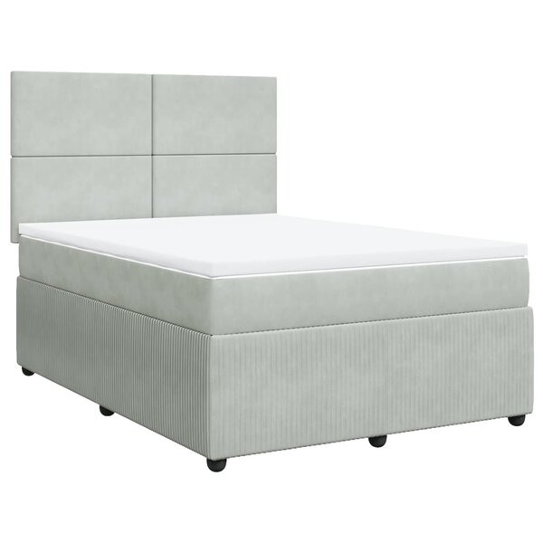 vidaXL Sommier à lattes de lit et matelas Gris clair 140x200cm Velours
