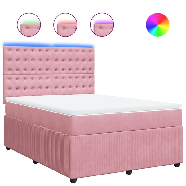vidaXL Sommier à lattes de lit avec matelas Rose 160x200 cm Velours