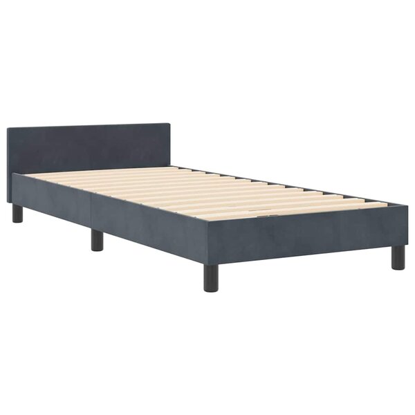 vidaXL Cadre de lit avec tête de lit Gris foncé 90 x 200 cm Velours