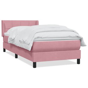 vidaXL Sommier à lattes de lit avec matelas rose 100x220 cm velours